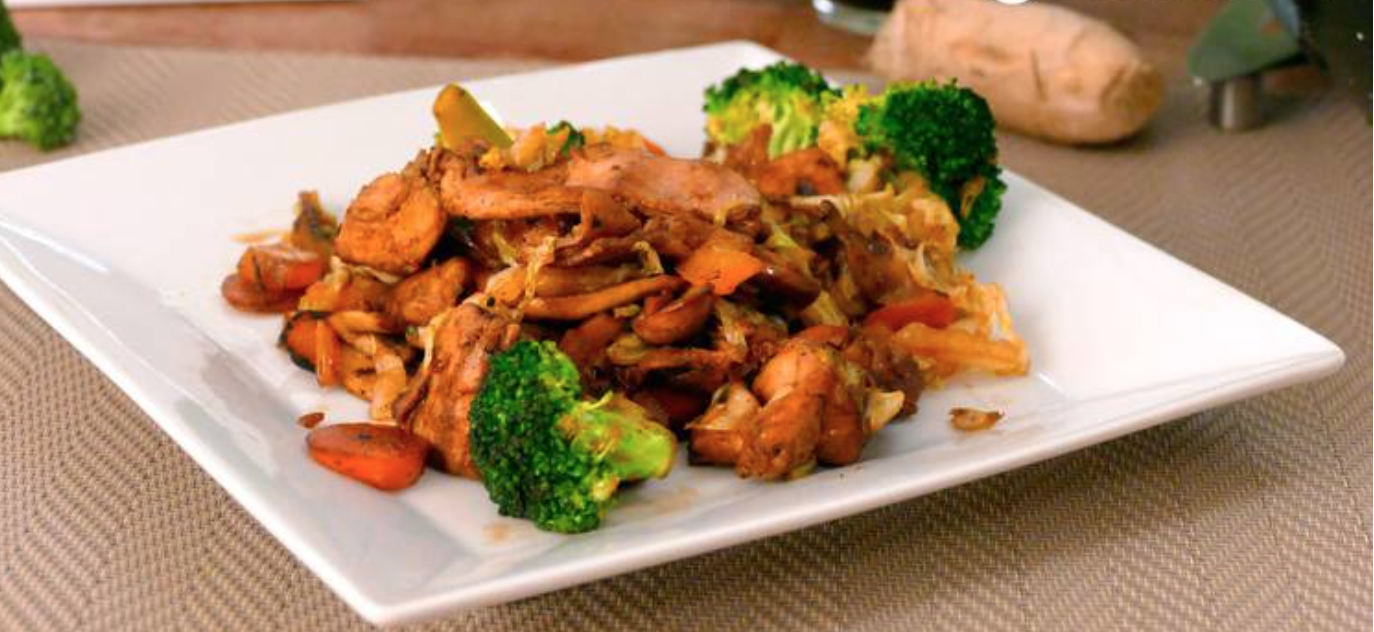 wok de conejo con soja