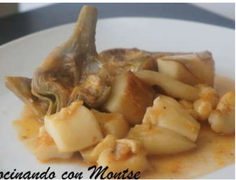 Sepia con alcachofas