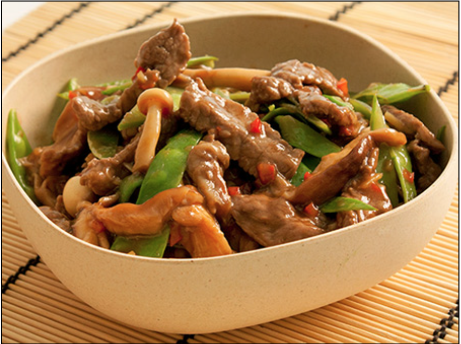 Ternera estilo asiatico con tirabeques.