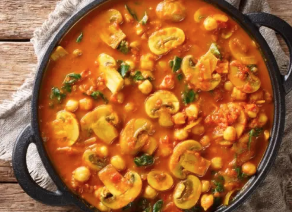 Garbanzos con setas y tempeh