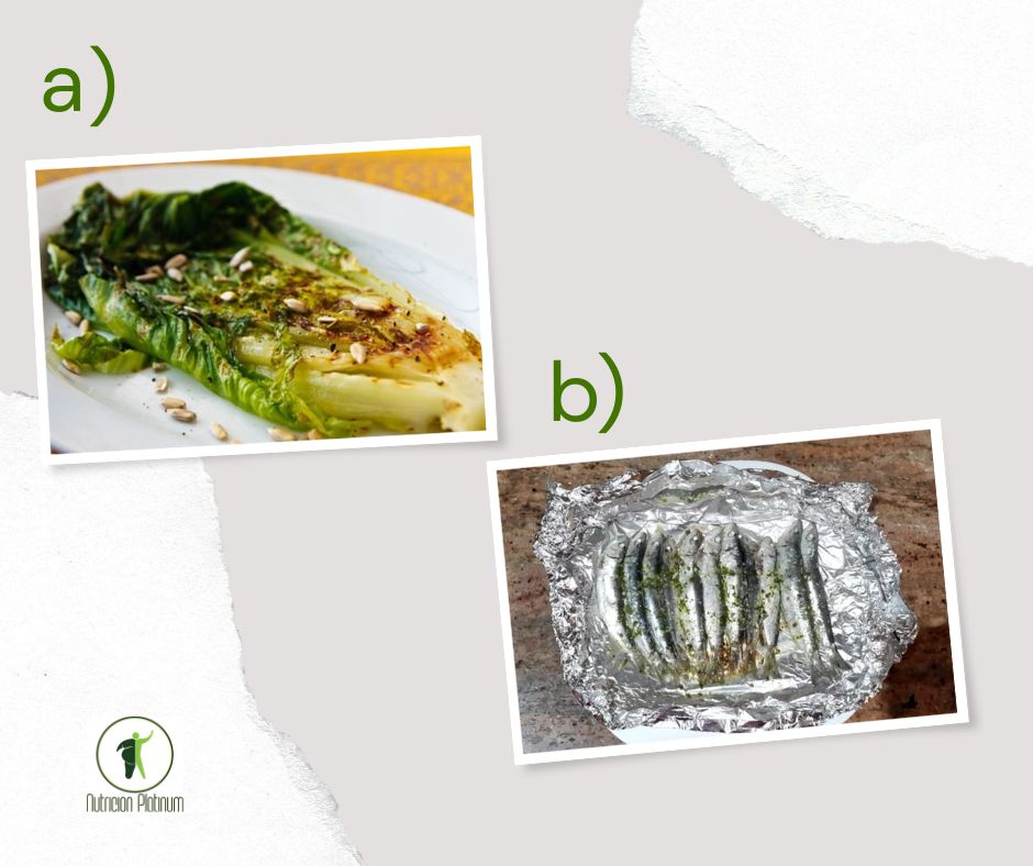 Lechuga Romana al Horno con  sardinas en Papillote