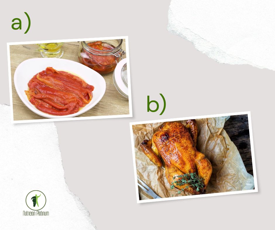 PIMIENTOS ASADOS AL HORNO y POLLO ASADO