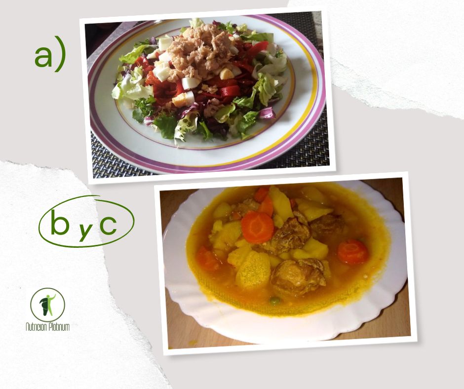 Ensalada de pimientos asados atún y huevo con guisaillo malagueño