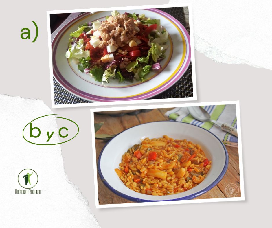 Ensalada de pimientos asados atún y huevo con gurullos y jibia