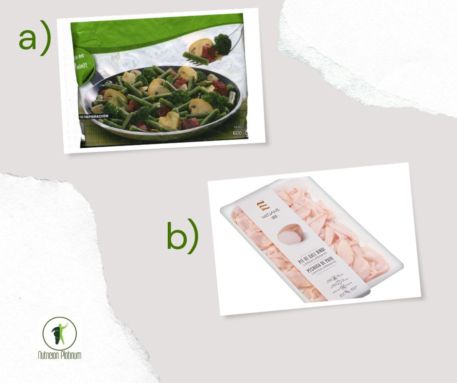 Salteado de verduras con jamón de york.