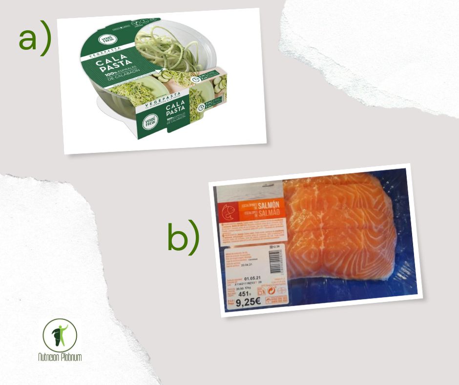 Espaguetis de calabacín con salmón con soja.