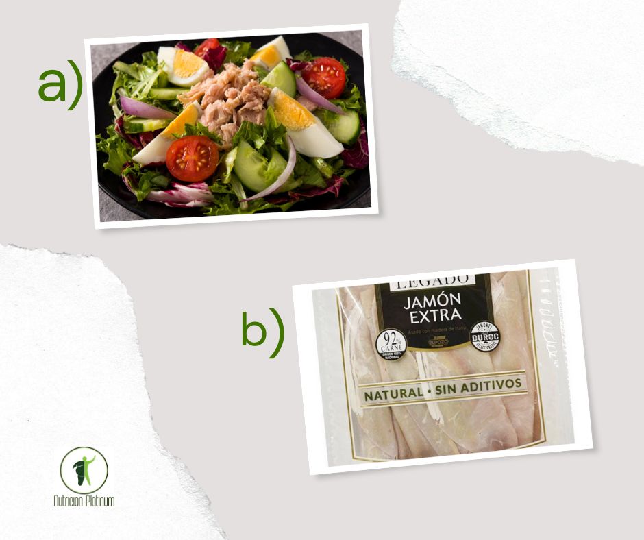 Ensalada mixta con jamón de york.