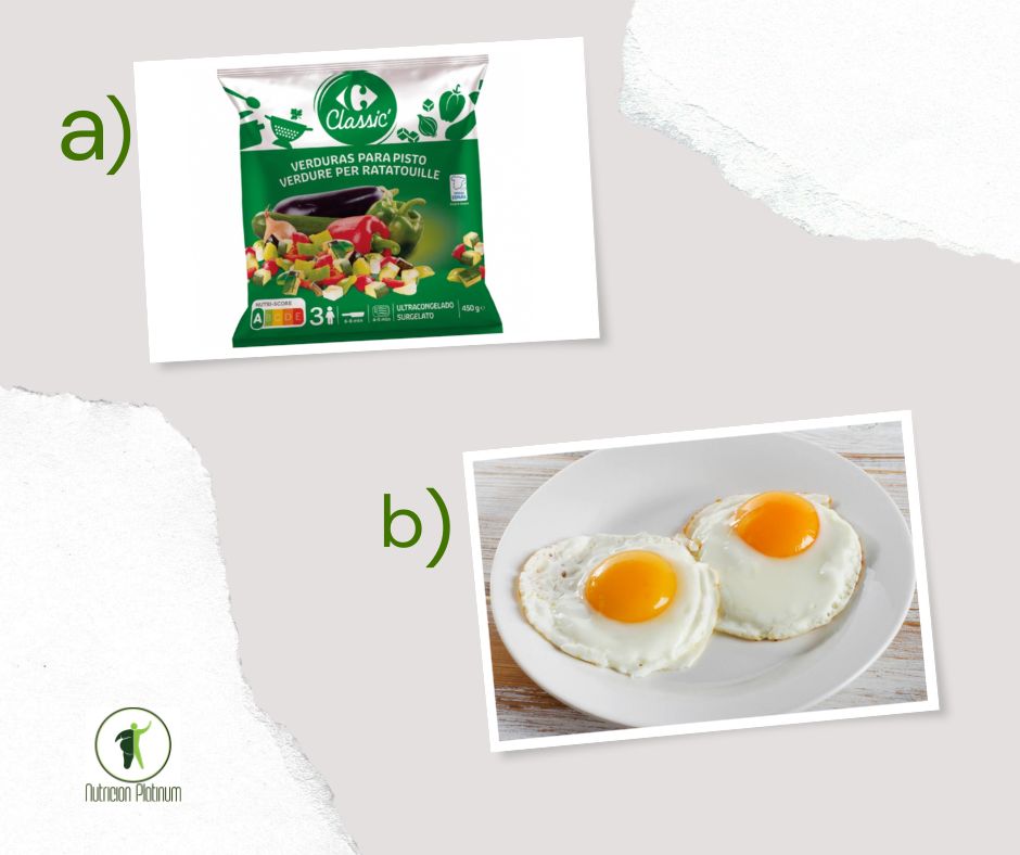 Pisto de verduras con huevos a la plancha.