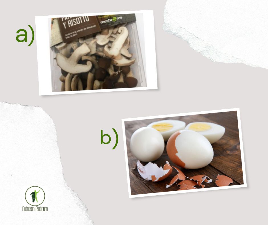Setas con huevos cocidos.