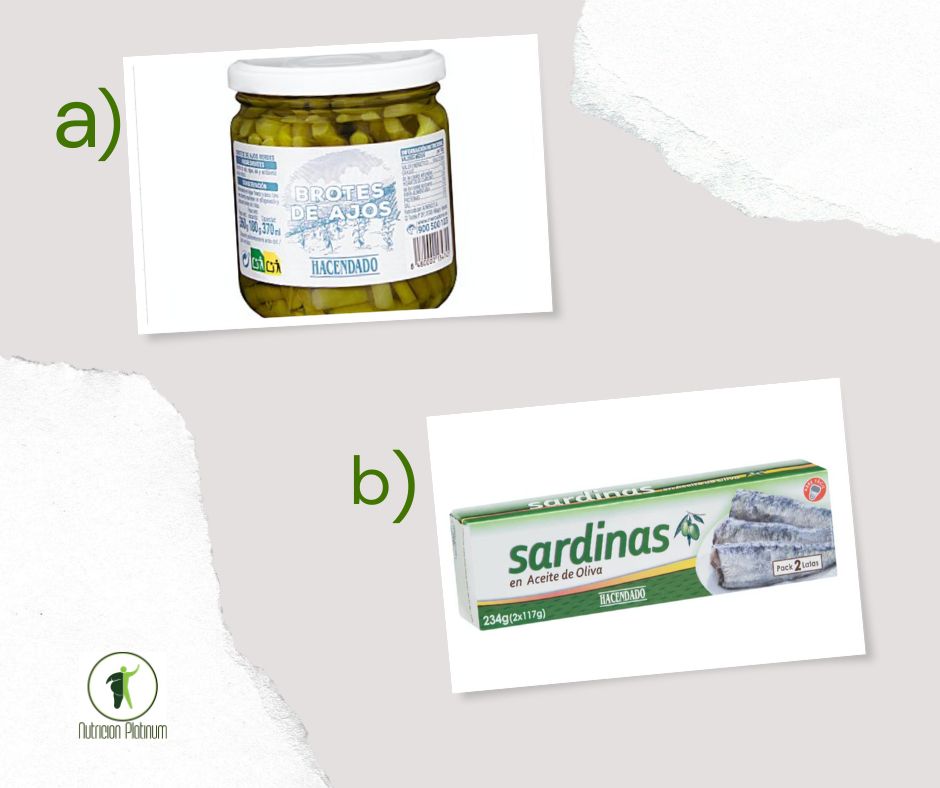 Brotes de ajos con sardinas en aceite.