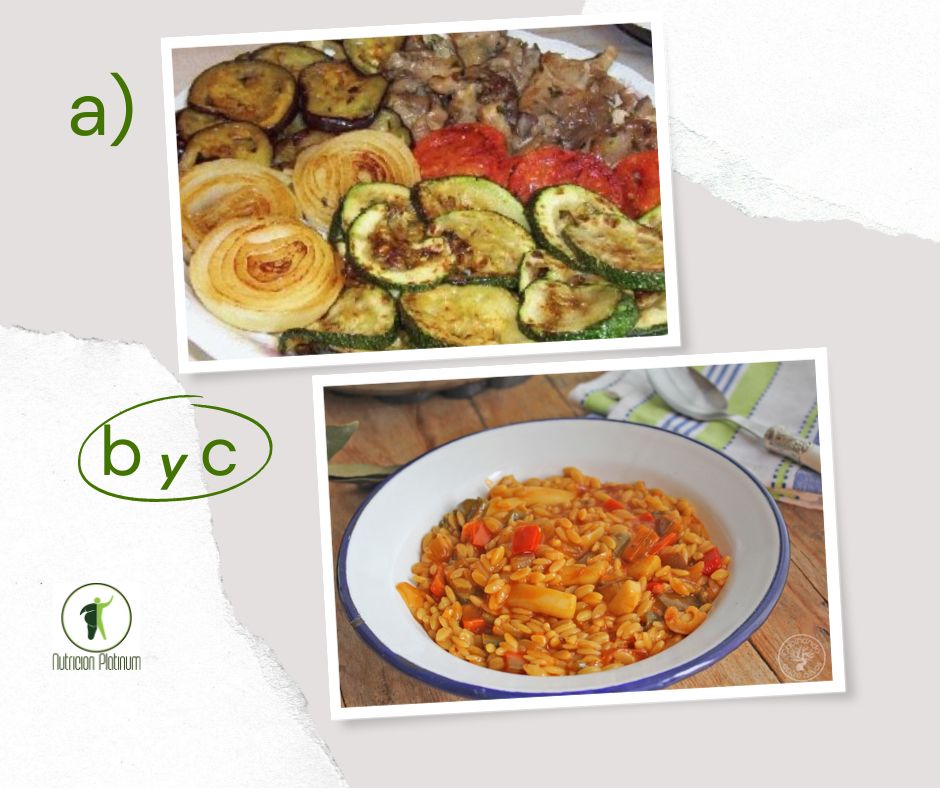 Parrillada de verduras con gurullos con jibia