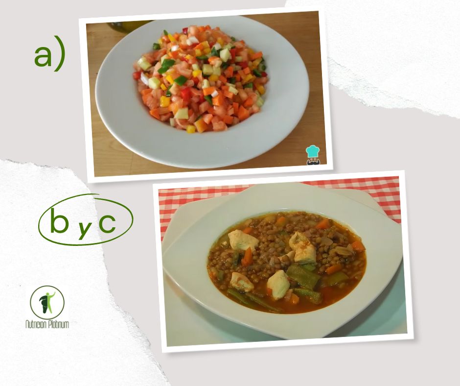 Pipirrana con lentejas con pollo