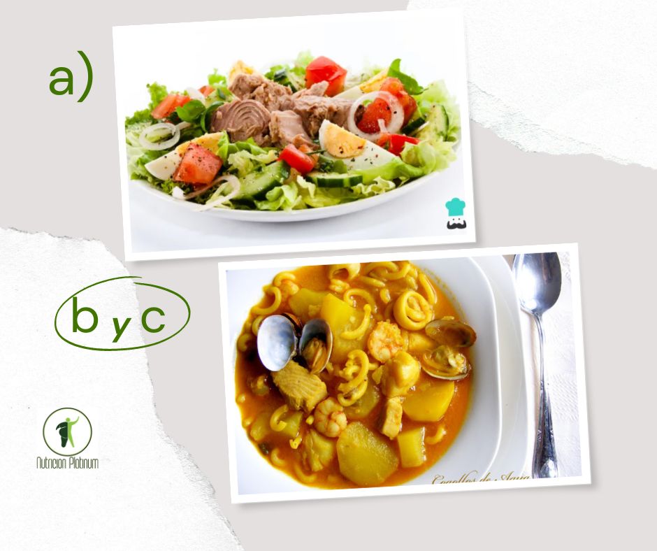 Ensalada de verduras variadas con olla marinera