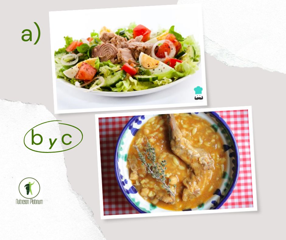 Ensalada de verduras variadas con gurullos de Almería  con conejo