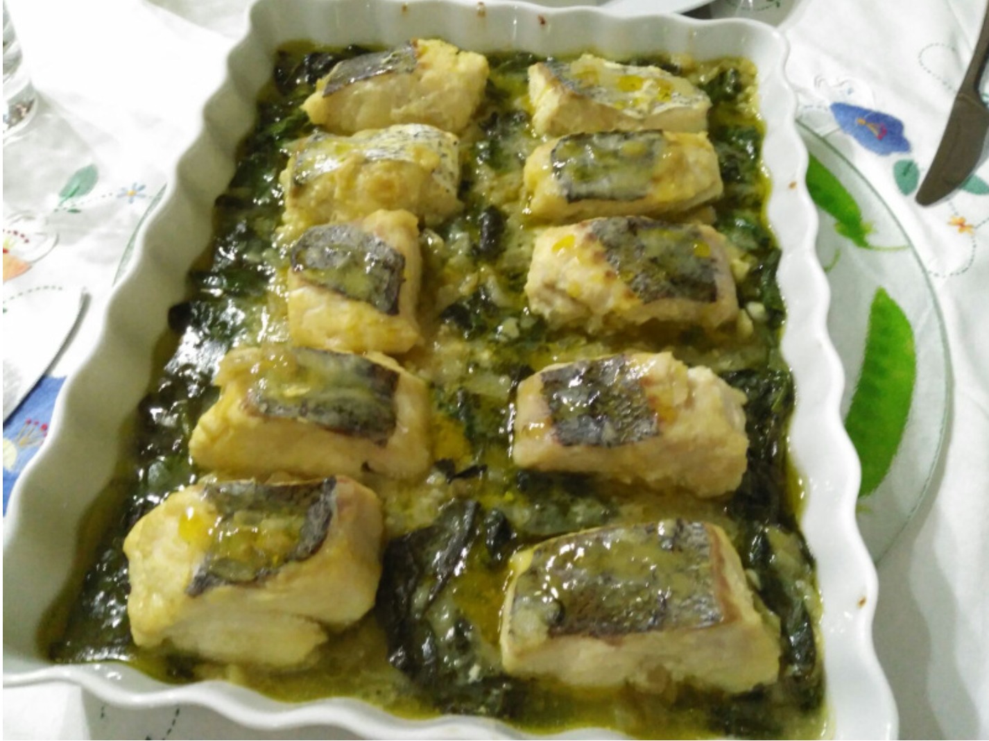 Merluza con espinacas.