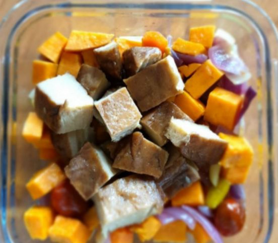 Seitan con verduras al horno