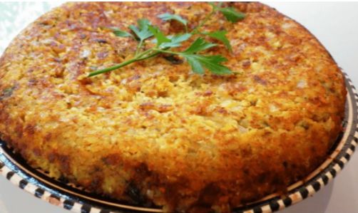 Tortilla vegana de lentejas rojas y calabacín